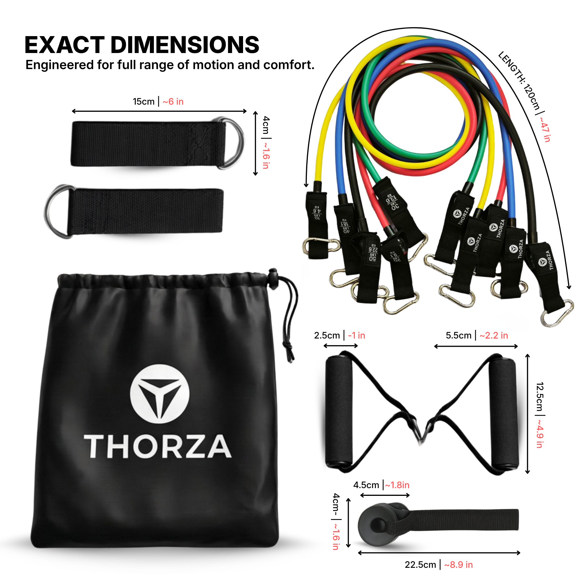 Thorza 11-Piece Full Body Strength Training with Resistance Bands Set