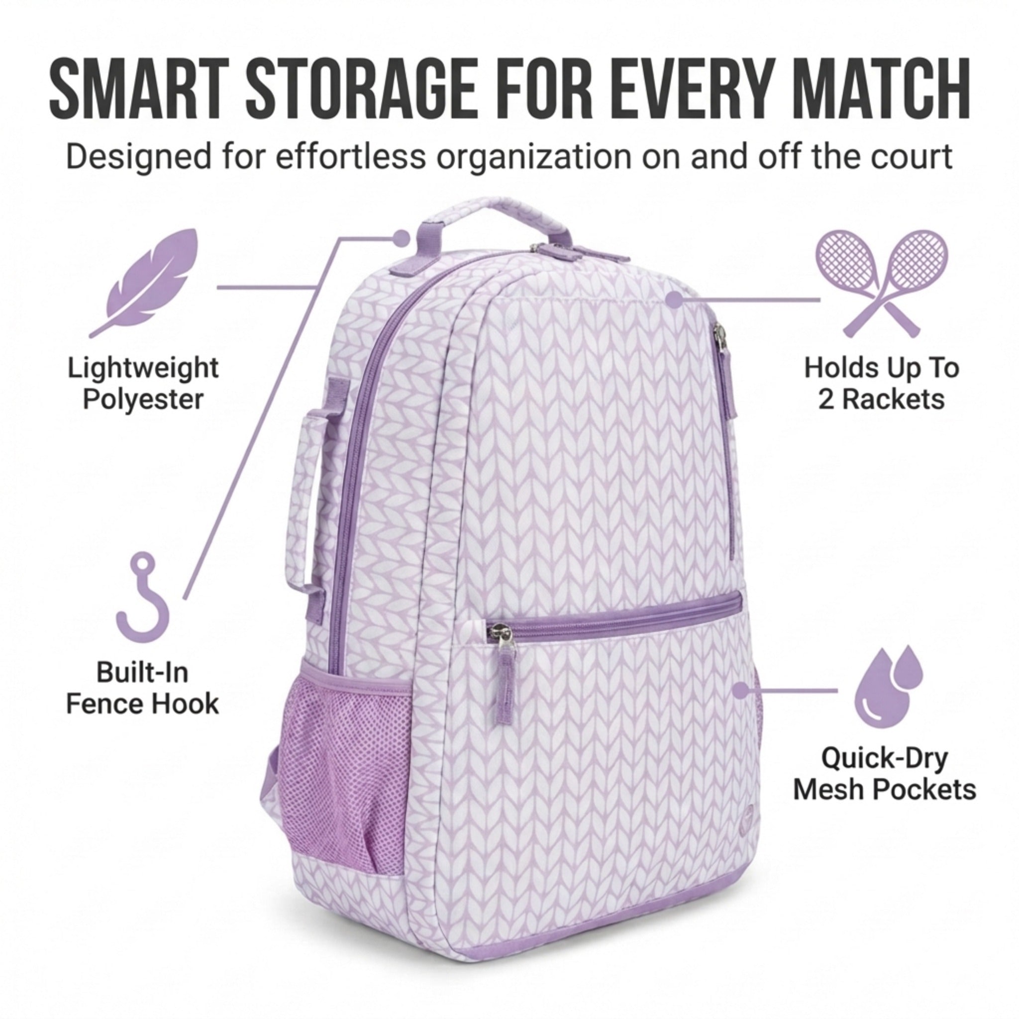 Thorza Tennis Racket Backpack for Women