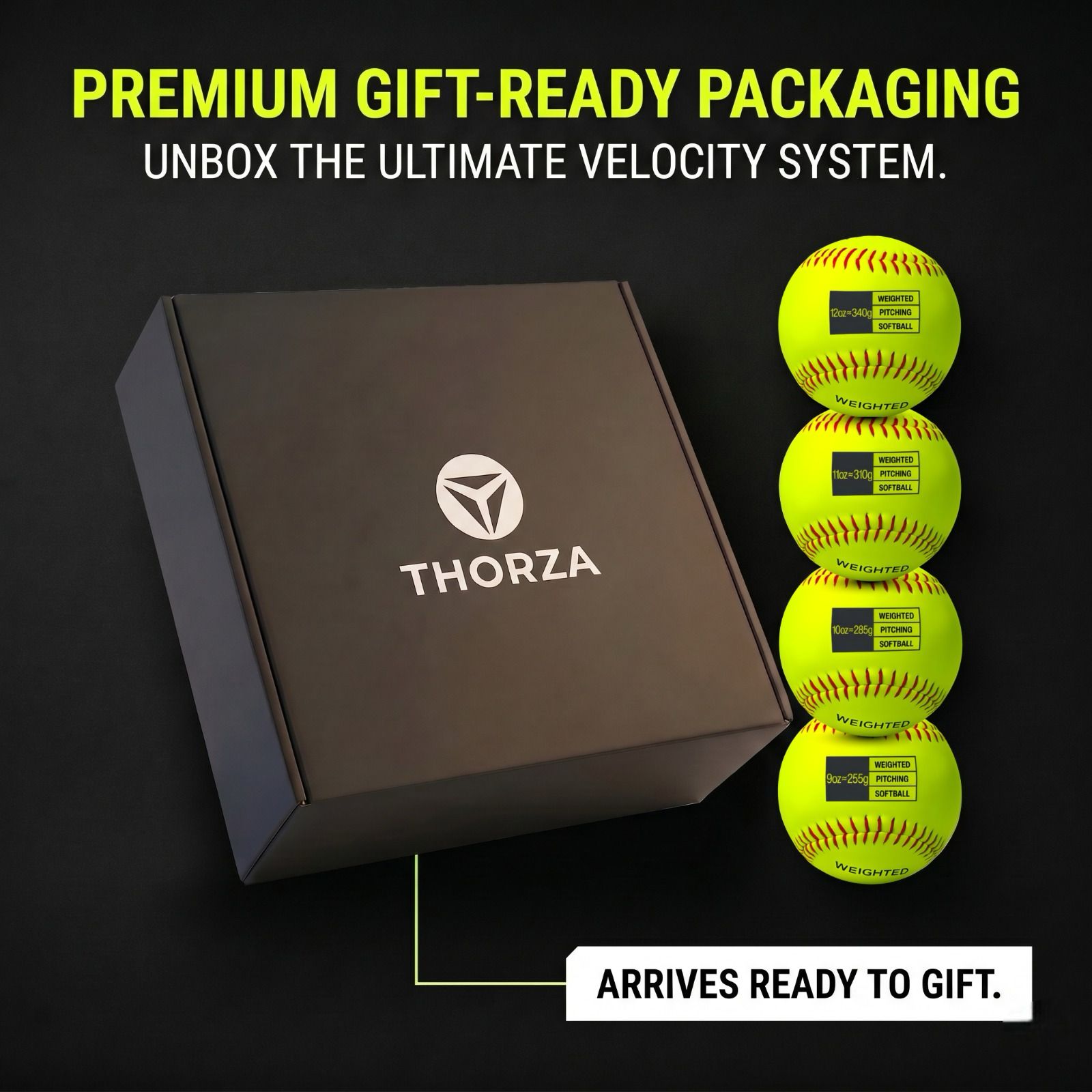 Thorza 12" Weighted Training Softballs (Set of 4 (9, 10, 11 & 12 oz)
